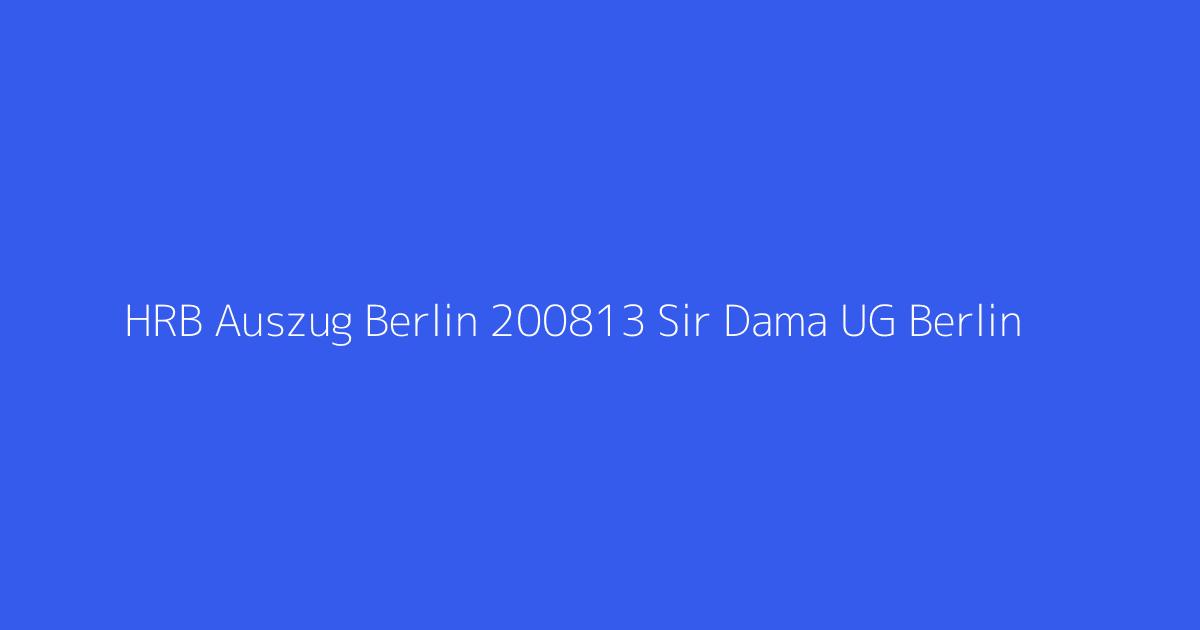 HRB Auszug Berlin 200813 Sir Dama UG Berlin